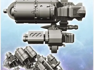 Gravity motorcycle with double barrels 7 - Future Sci-Fi SF Post 3D print model