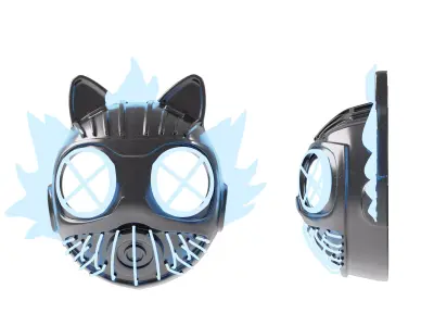 Cyber Design Mask With Ears  Design 2026 Low-poly 3D model model Low-poly 3D model