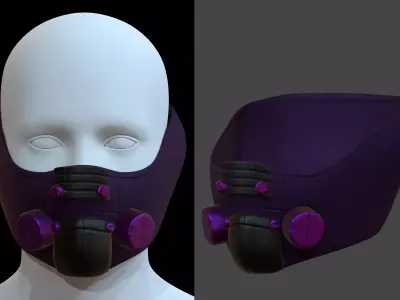 Gas mask helmet 3d model scifi Low-poly  Low-poly 3D model