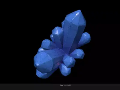 Low Poly Stylized Light Blue Crystal Cluster Low-poly 3D model