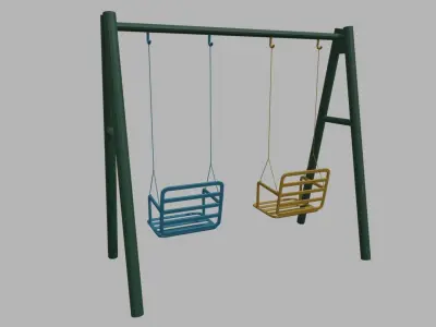 Low Poly Swing set with two chairs Low-poly 3D model