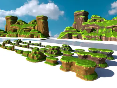 Cliff Rocks Collection Low-poly 3D model