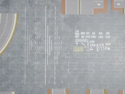 Traffic Road Elements Markings UE4 and UE5 Project Low-poly 3D model