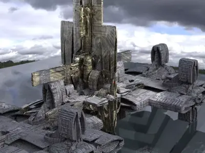 Solar powered Sci-Fi energy wings base 3D model