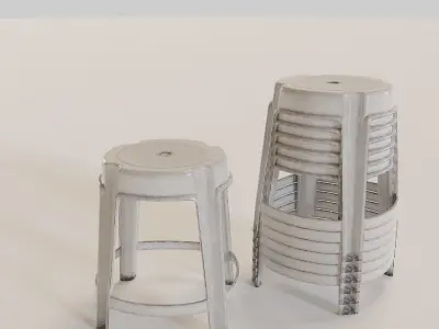 Stackable Plastic Stool Low-poly 3D model