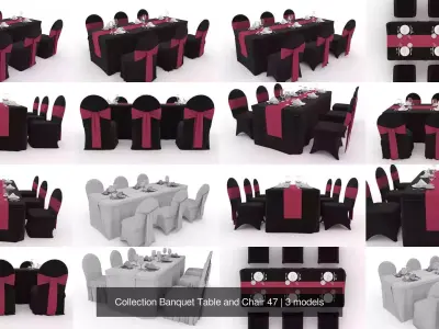 Collection Banquet Table and Chair 47 3D Model Pack