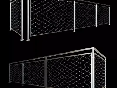Steel railing with rope system 3D model