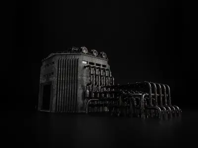 INDUSTRIAL SCIFI BUILDING 06 Low-poly 3D model