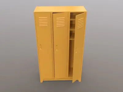 PBR School Gym Locker 08 - Yellow Low-poly 3D model