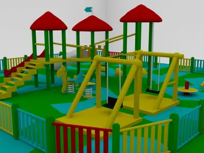 Simple Children Playground 01 Low-poly 3D model