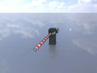 Railway Crossing Barrier 3 m closed Low-poly 3D model