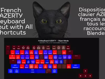 French Keyboard Shortcuts in Blender HotkeyBoard AZERTY Addon 3D model