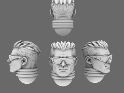 Space Knights Cool Shades Exposed Heads 3D print model