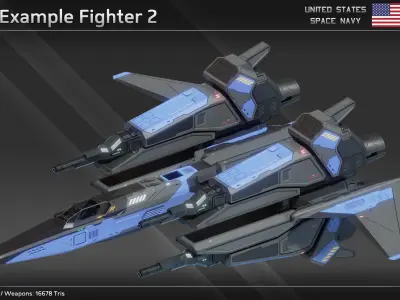 USSN Modular Fighter Kit Low-poly 3D model