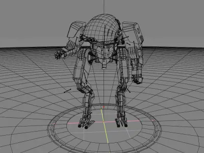 sci-fi combat  android  rigged - animated character 3D model