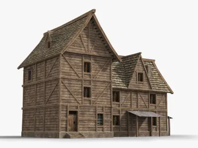 Medieval house x23 Low-poly 3D model