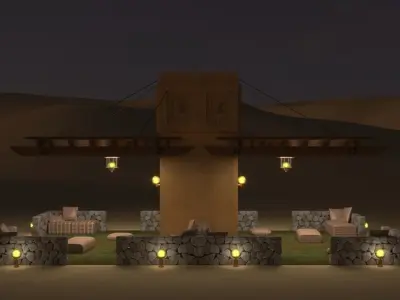Double Pergolas in Traditional Arabic Style 3D model