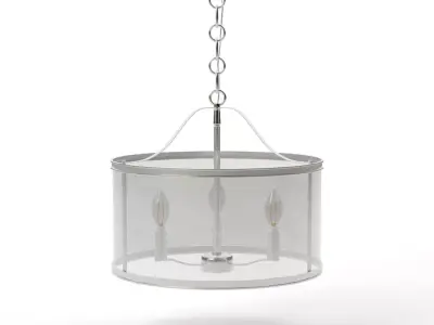Jude 3-Light Drum Pendant - Polished Nickel and Clear Glass Low-poly 3D model