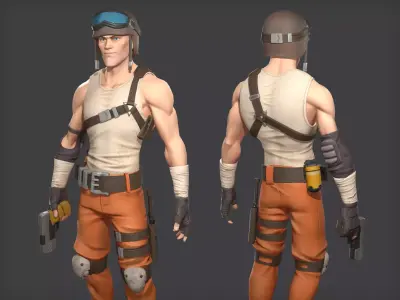 Soldier game ready character Low-poly 3D model