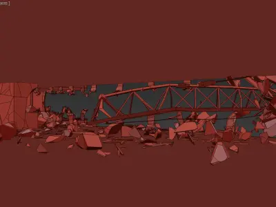 Crane Collapse Animation - 3D Model 3D model