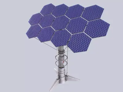 Scifi solar panel Low-poly 3D model
