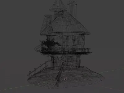 Low polygon mushroom house Low-poly 3D model