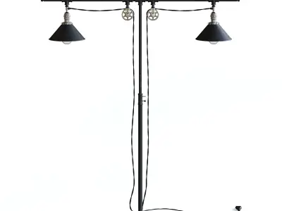 Double Industrial Style Floor Lamp 3D model