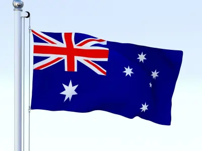 Animated Australian Flag Low-poly 3D model