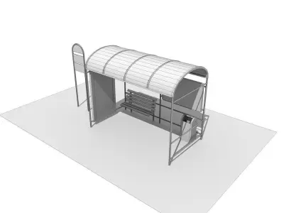 Low poly Bus stop Low-poly 3D model