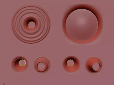 Minimalist Ripple and Round Ceiling Light Set 3D model