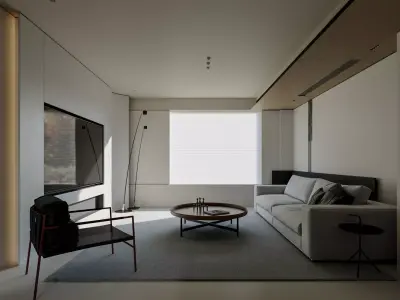 Modern living and dining room 3D model buy