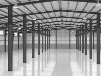building hangar industrial - 36m X adjustable length - 3D model