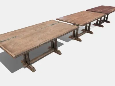 Old Wooden Ornate Table Low-poly 3D model