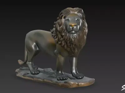 Lion Statue V43 Low-poly 3D model