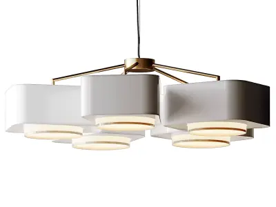 Contemporary Art Deco Mint green and Red Pendant Light 3D model