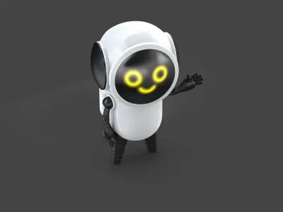 Cute Robot with Looped Run Animation and Emotions Low-poly 3D model