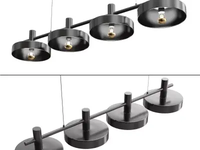 Aloa-L four lights hanging from metal rod 3D model