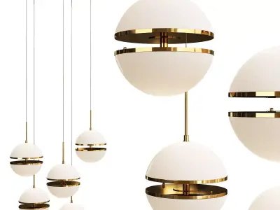 DEBERT gold and sphere pendant lights Low-poly 3D model