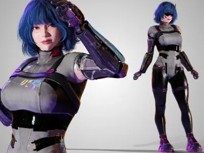Sci-fi Girl - Luna - GameReady Low-poly 3D model