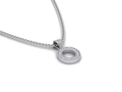 Pendant O with diamonds in shape of 3D print model