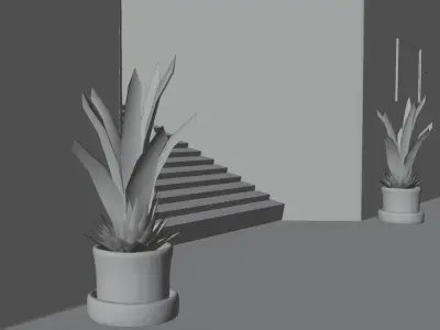 Corridor hallway with wooden flooring and lighting Free 3D model