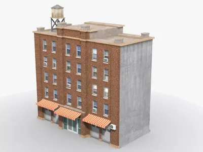 Apartment Building x8 Low-poly 3D model