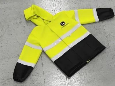 John Deere Safety Rain Jacket High Visibility 3D model