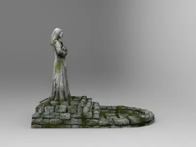 Shrine Lady With Goose Low-poly 3D model