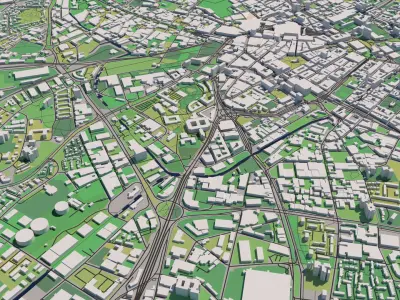 Birmingham England UK 30x30km 3D City Map 3D model