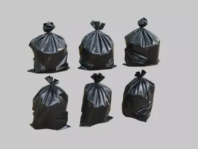 Black Garbage Bags Low-poly 3D model