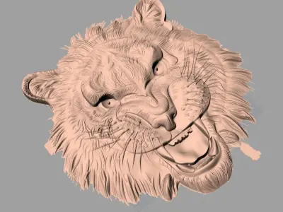 Tiger 3D relief model STL format file for CNC carving E657 3D model