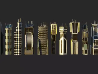 10 LOWPOLY GAME READY SCIFI BUILDINGS PACK Low-poly 3D model