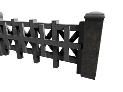 20 low poly fence set Low-poly 3D model