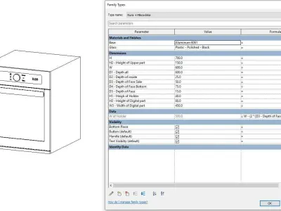 Microwave  or Oven - Full parametric Revit Family Low-poly 3D model